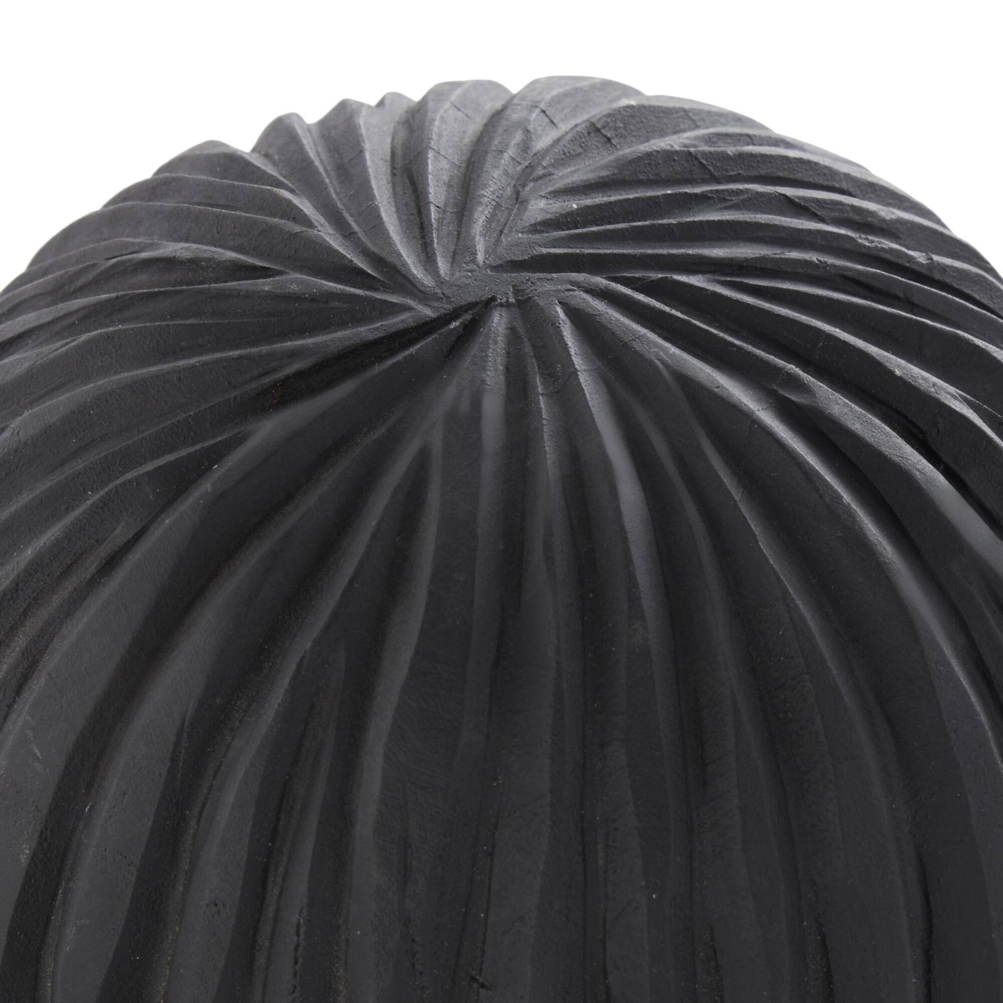 Black Teak Wood Carved Orbs Set